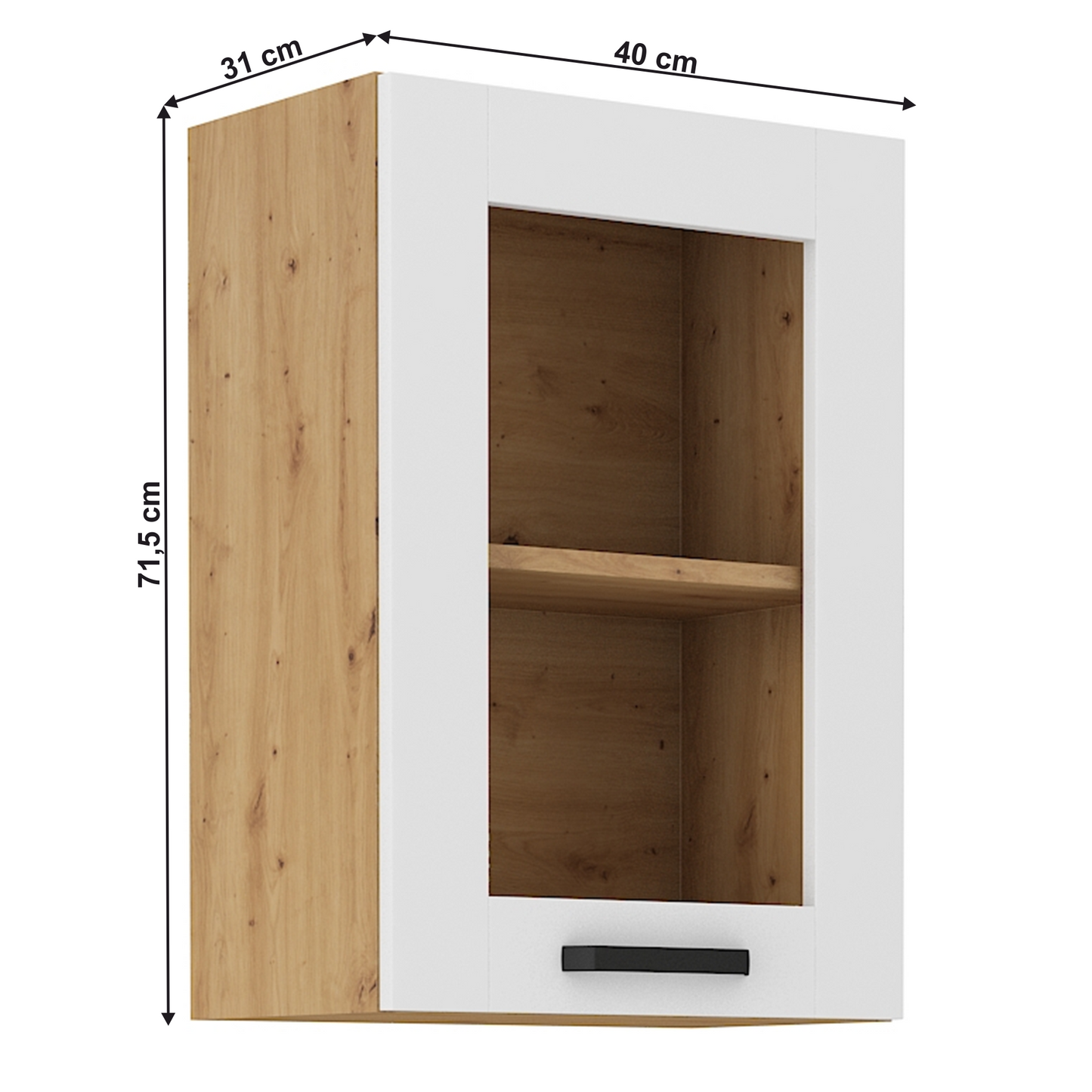 Dulap superior, alb/stejar artisan, LULA 40 GS-72 1F