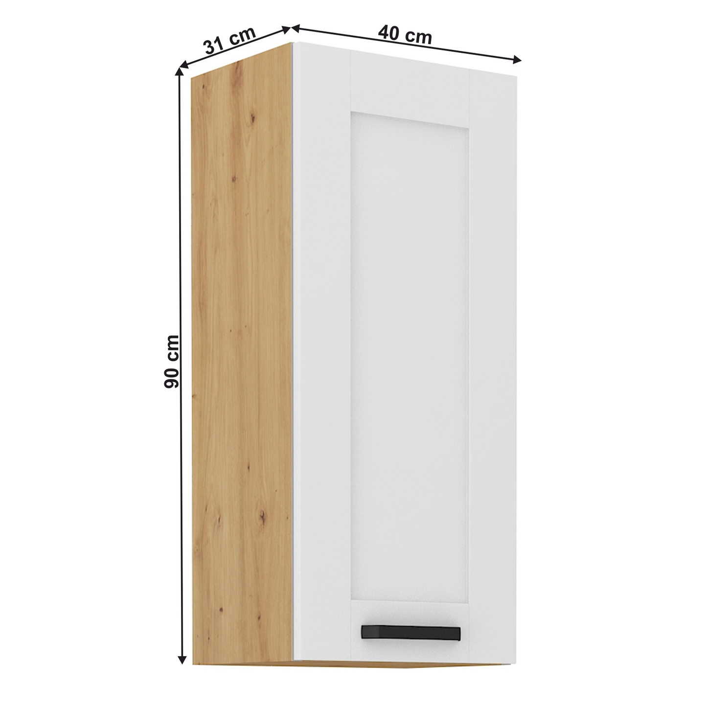 Dulap superior, alb/stejar artisan, LULA 40 G-90 1F