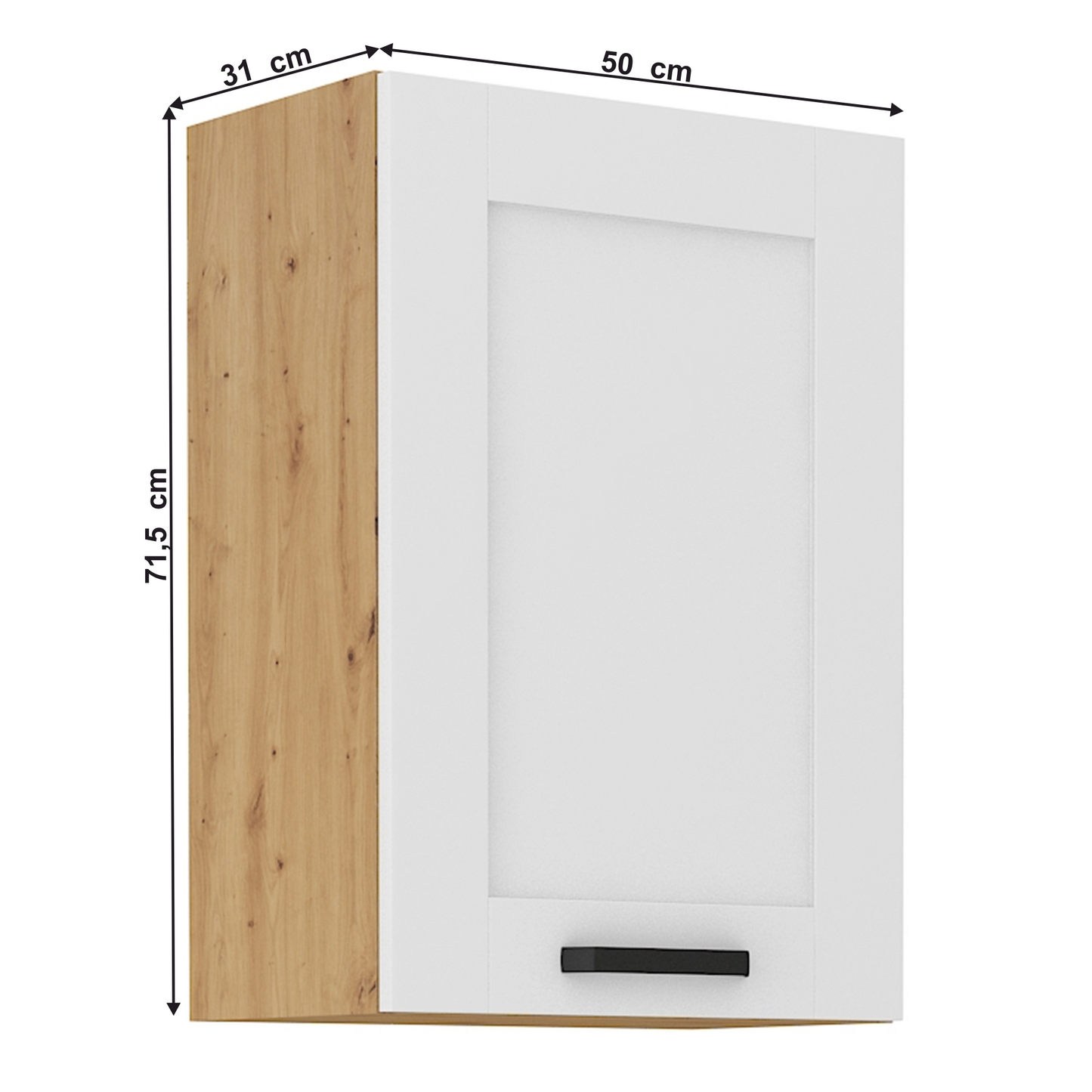 Dulap superior, alb/stejar artisan, LULA 50 G-72 1F