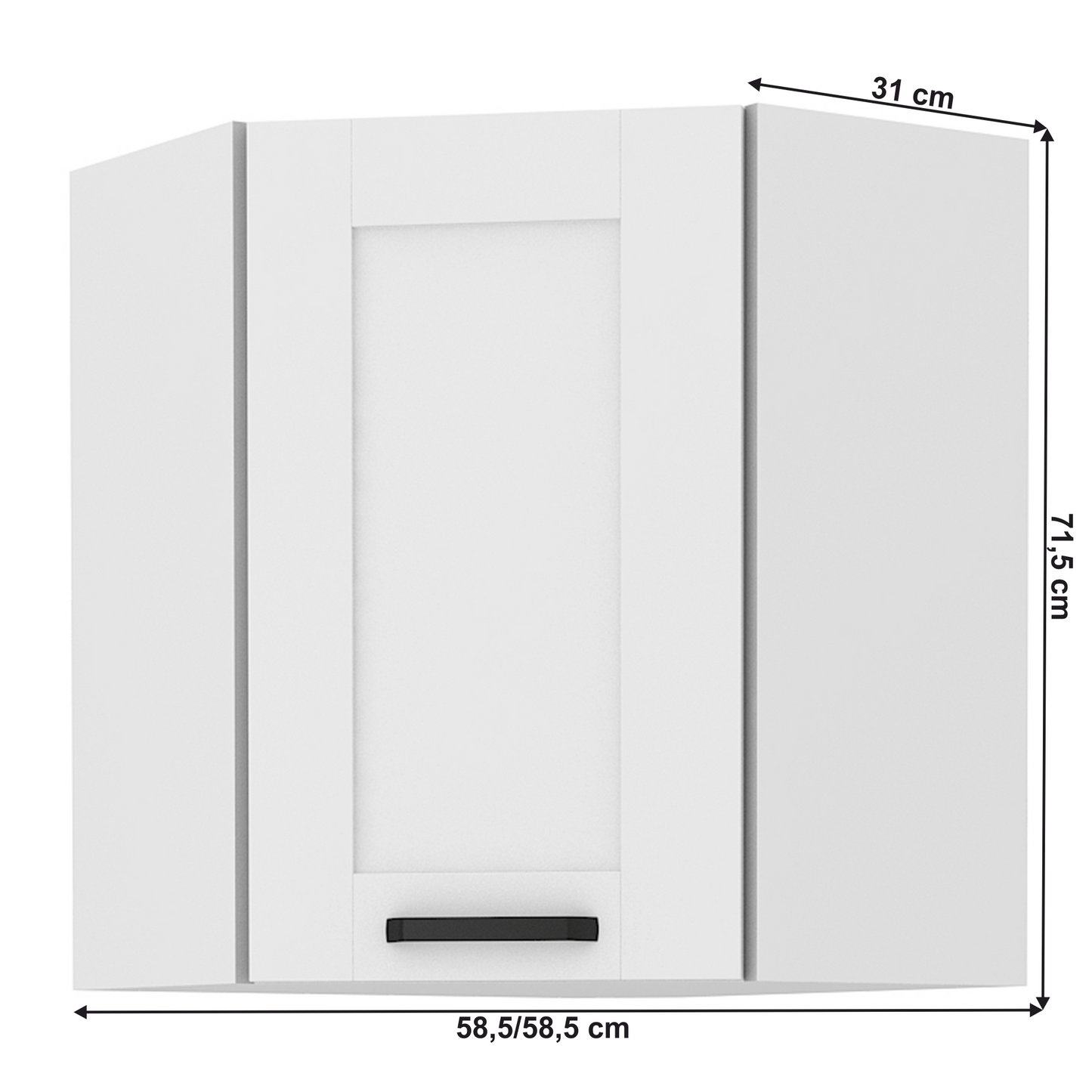 Dulap superior de colţ, alb, LULA 58x58 GN-72 1F