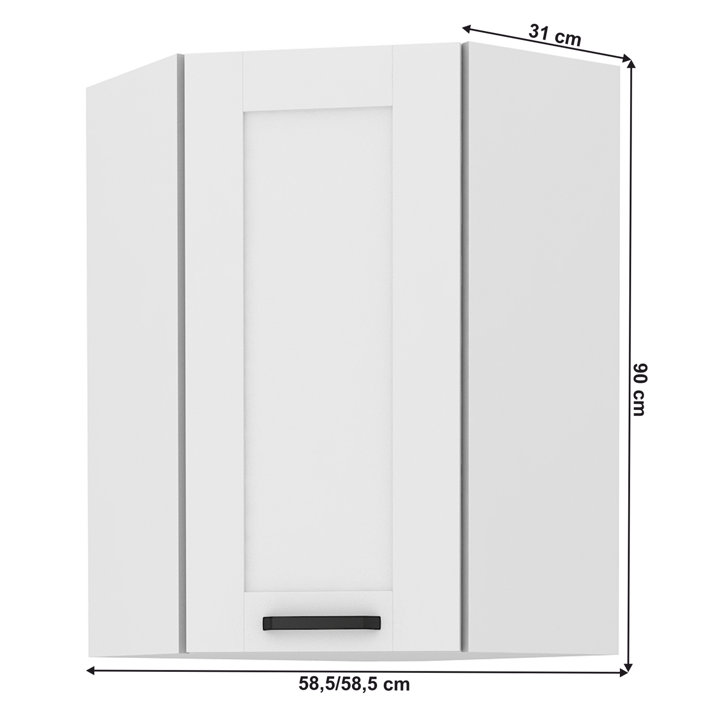 Dulap superior, de colţ, alb, LULA 58x58 GN-90 1F