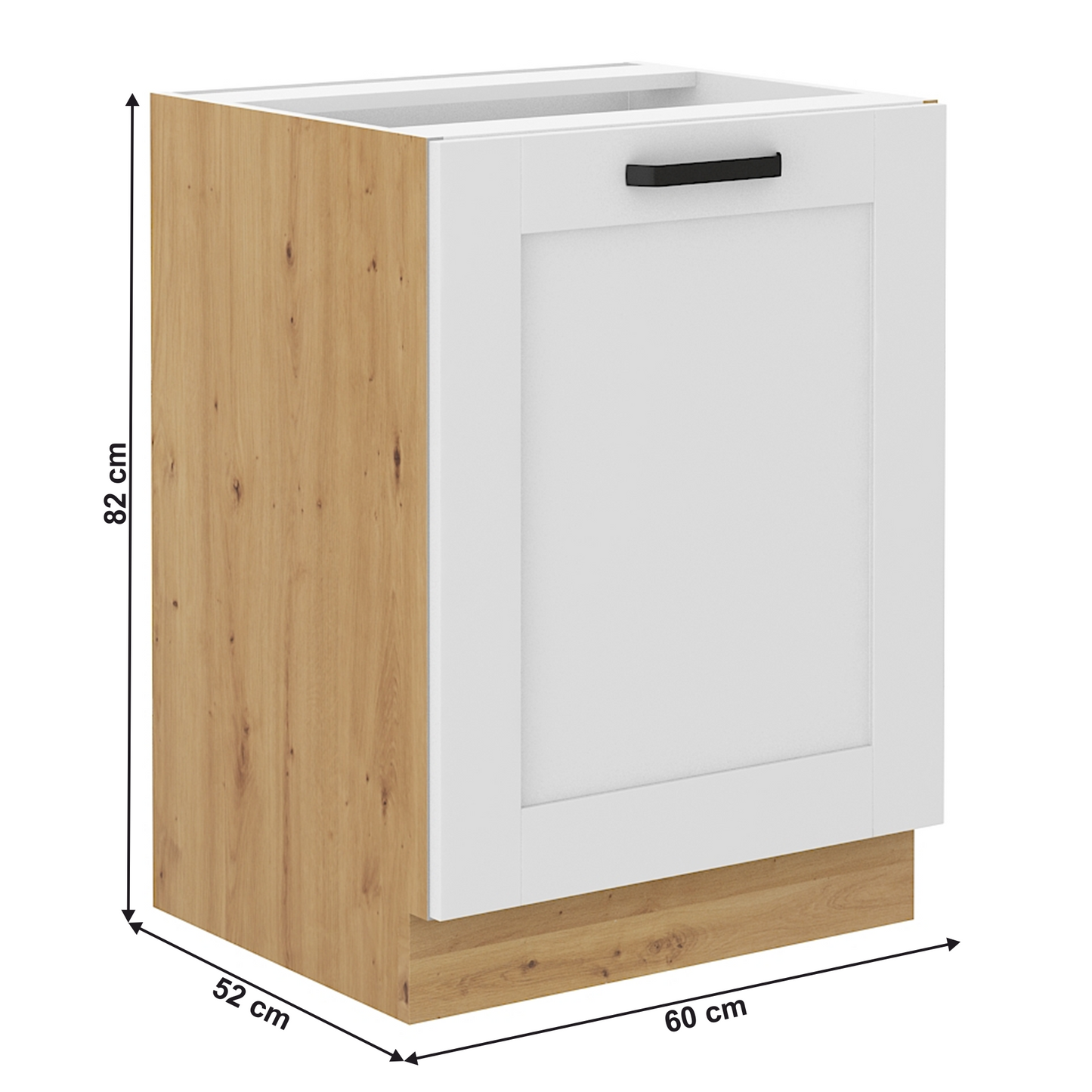 Dulap inferior, alb/stejar artisan, LULA 60 D 1F BB