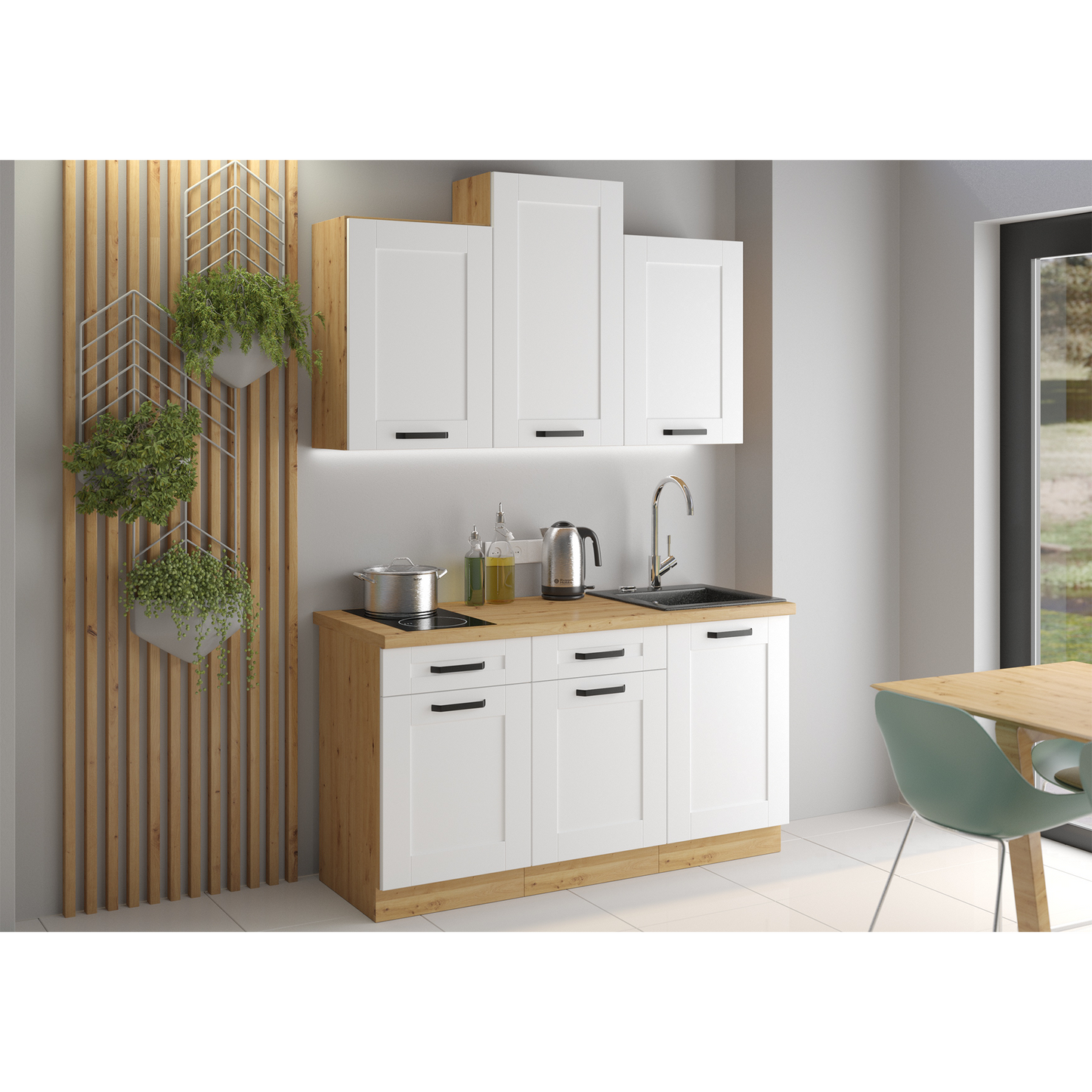 Dulap inferior, alb/stejar artisan, LULA 60 D 1F BB