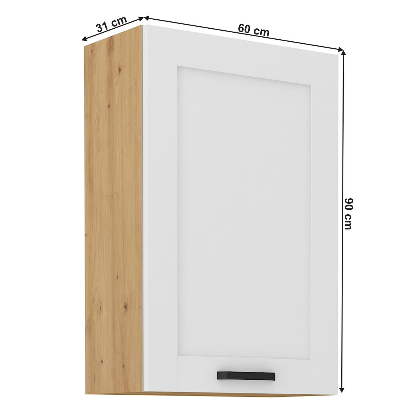 Dulap superior, alb/stejar artisan, LULA 60 G-90 1F