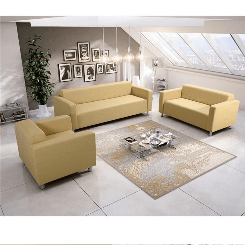 Canapea 3 locuri, piele ecologică bej, HOMKER