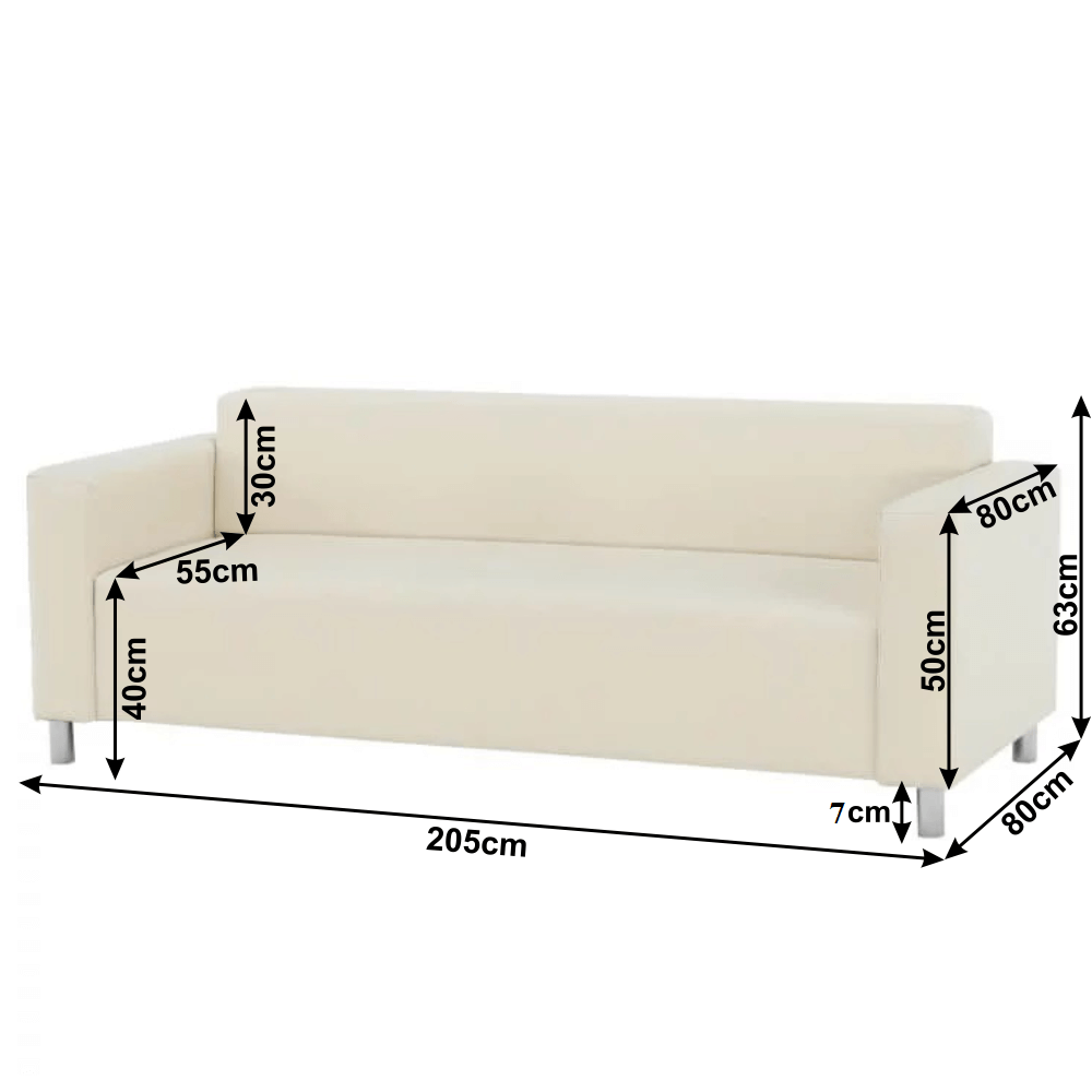 Canapea 3 locuri, piele ecologică bej, HOMKER