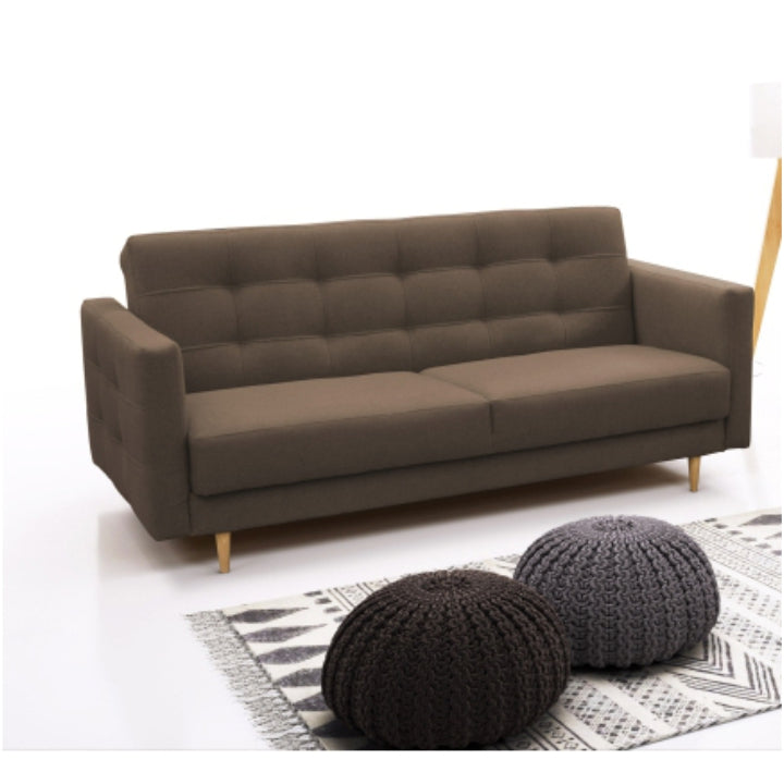 Canapea cu 3-locuri tapiţat, material ciocolatiu, AMEDIA