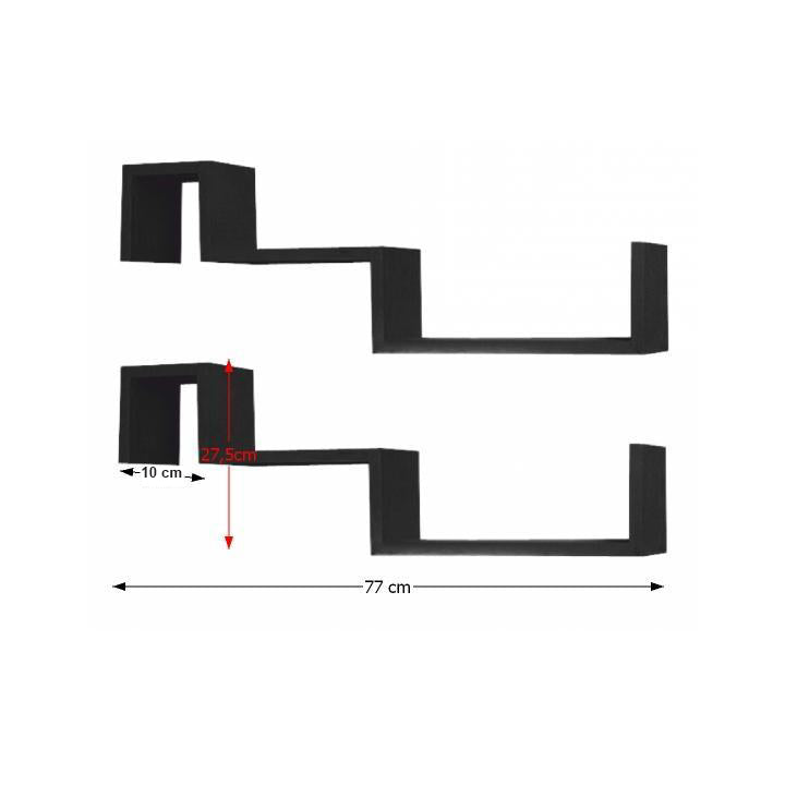 Set 2 poliţe, negru, FRI NEW