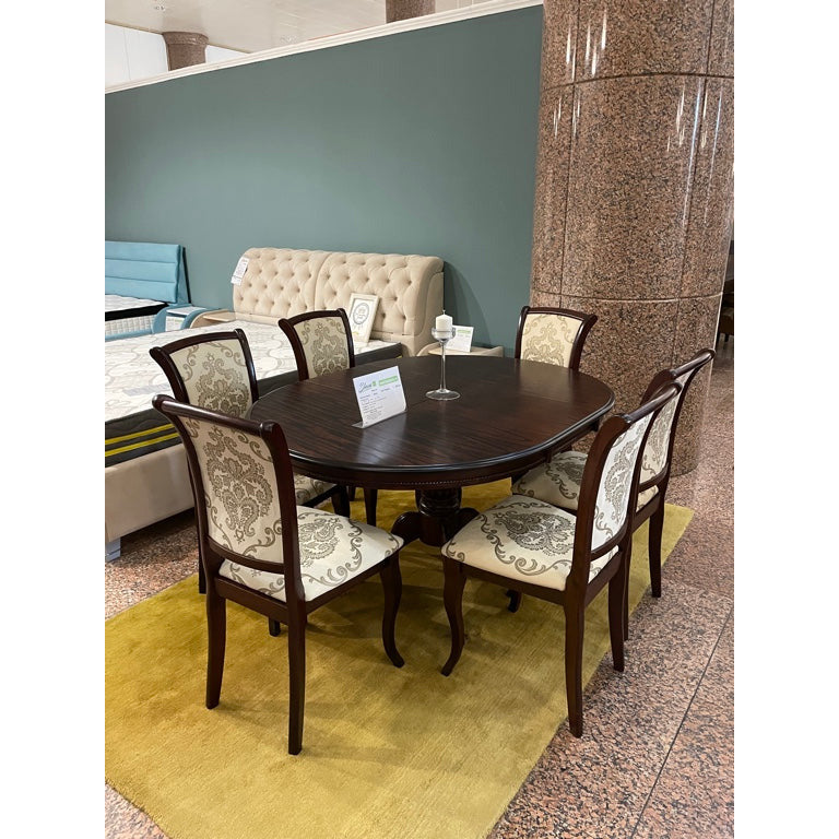 Pachet Masa Olivia + 4 scaune Milano, culoare - dark walnut