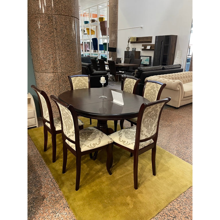 Pachet Masa Olivia + 4 scaune Milano, culoare - dark walnut