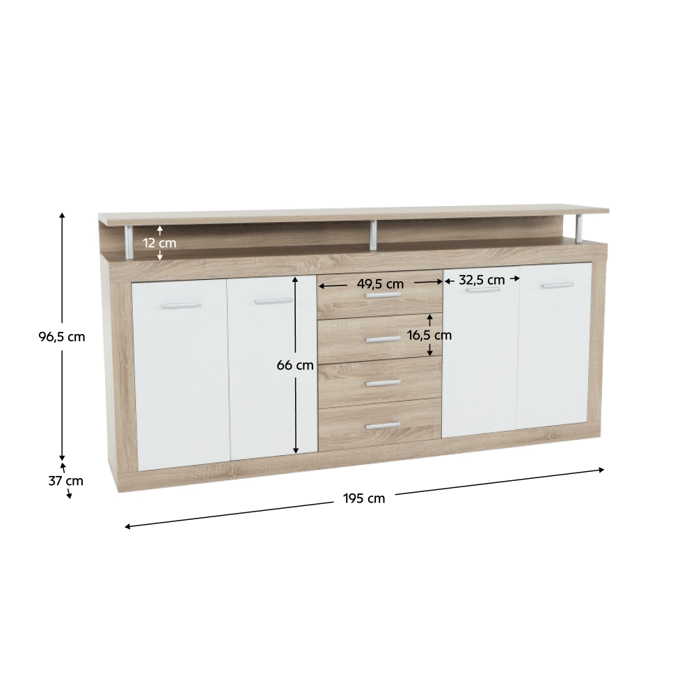 Comodă, stejar sonoma/albă, JUNO - JACHIM NEW
