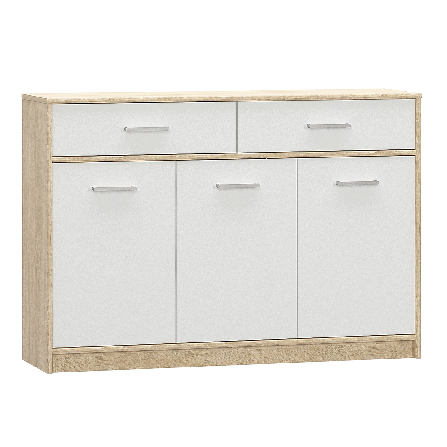 Comodă 3D2S, alb/stejar sonoma, TEYO