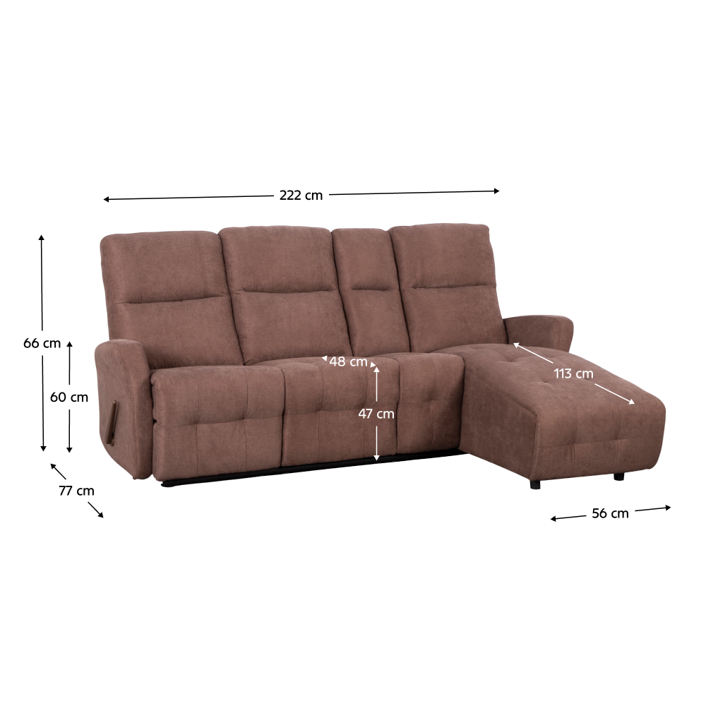 Set colţar reglabil, maro, dreapta, TROJAN ROH