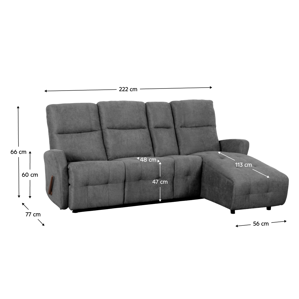 Set colţar reglabil, gri închis, dreapta, TROJAN ROH