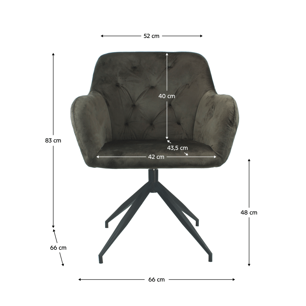 Scaun pivotant, ţesătură de catifea maro/negru, VELEZA NEW