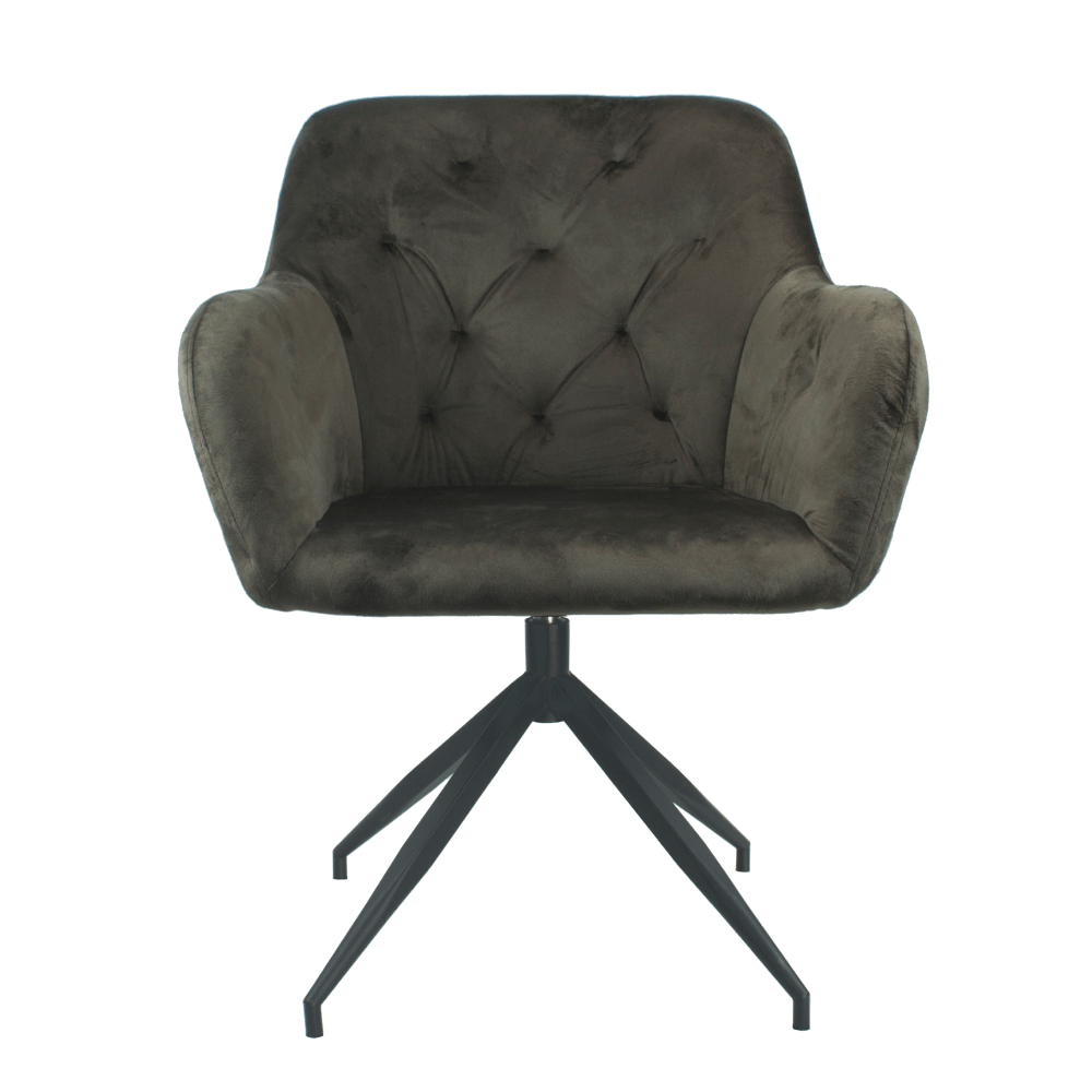 Scaun pivotant, ţesătură de catifea maro/negru, VELEZA NEW