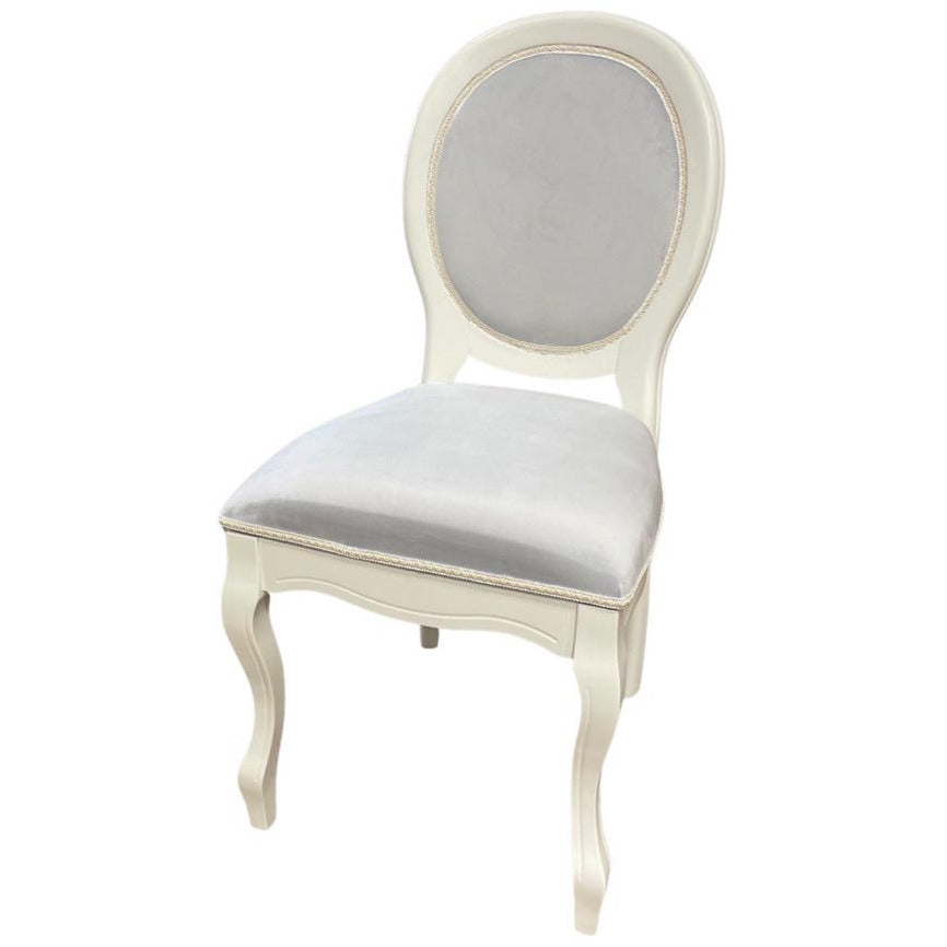 Scaun Fiona, cadru lemn 46 * 45 * 97 cm, ivory, gri catifea