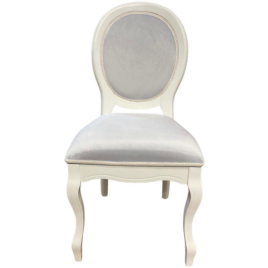 Scaun Fiona, cadru lemn 46 * 45 * 97 cm, ivory, gri catifea