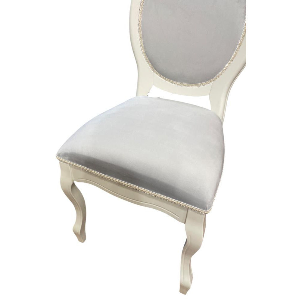 Scaun Fiona, cadru lemn 46 * 45 * 97 cm, ivory, gri catifea