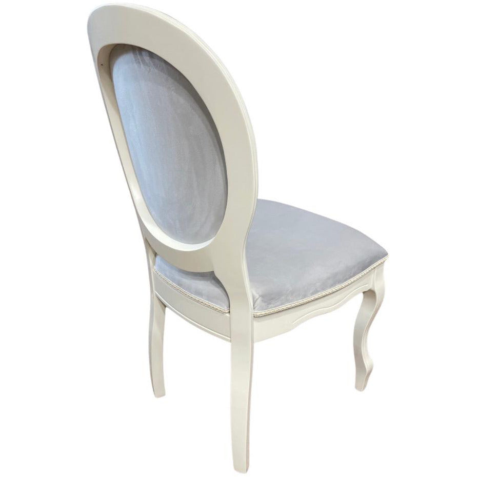 Scaun Fiona, cadru lemn 46 * 45 * 97 cm, ivory, gri catifea