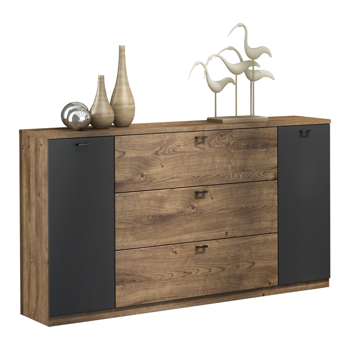 Comodă, stejar ribeck/grafit închis, ARMENY 8XX3AT45