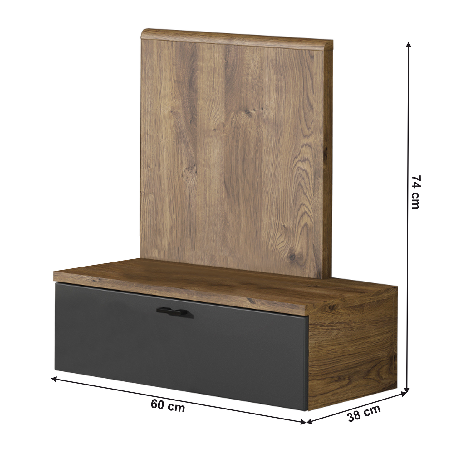 Set dormitor (pat 160x200 cm), stejar ribeck/grafit închis, ARMENY