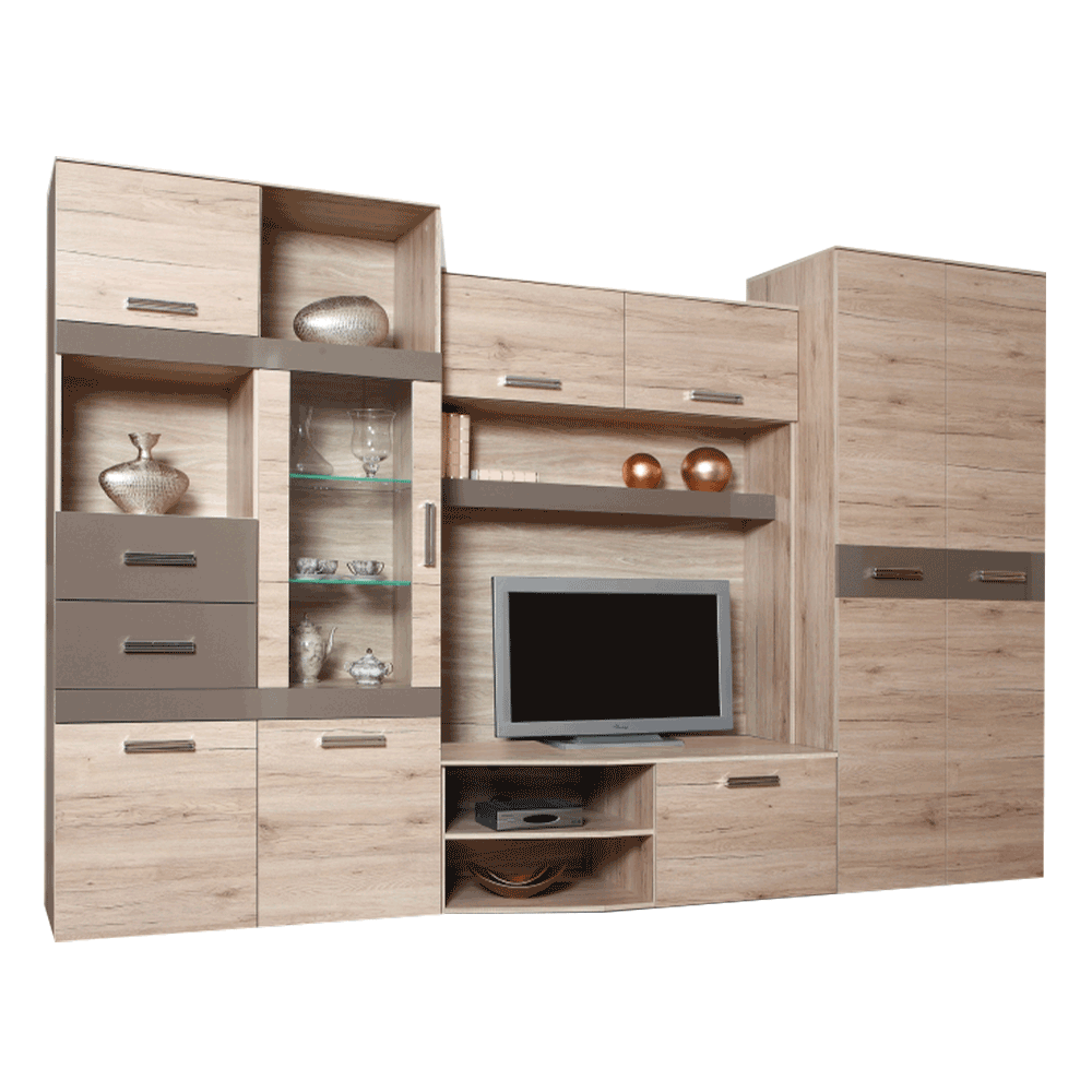 Ansamblu living, stejar san marino/latte extra lucios HG, ASSOR