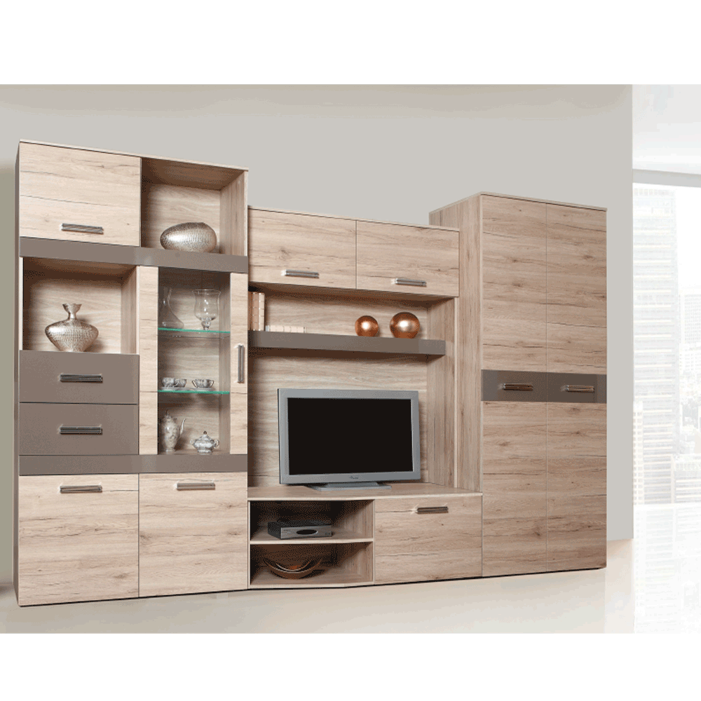 Ansamblu living, stejar san marino/latte extra lucios HG, ASSOR