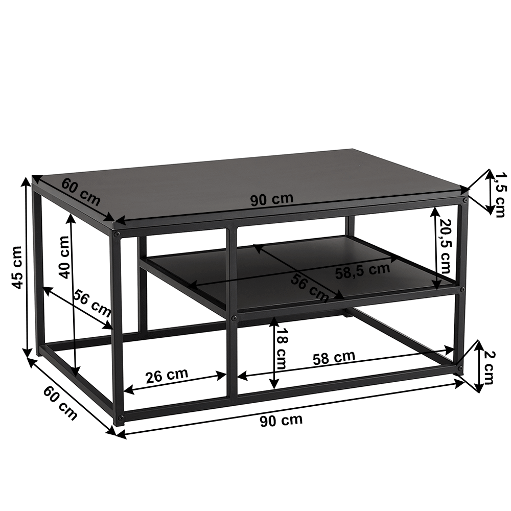 Măsuţă de cafea, grafit / negru, BARMIO