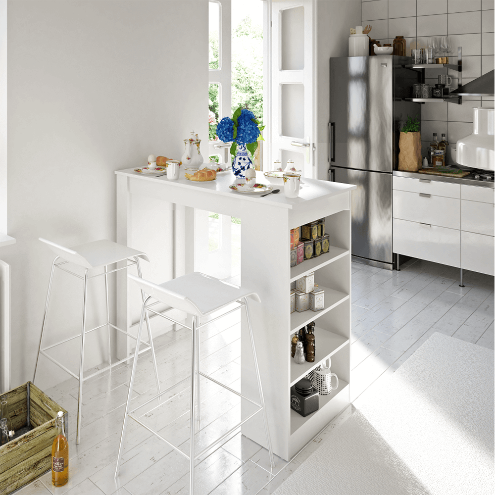 Masă de bar, alb,117x57 cm, AUSTEN