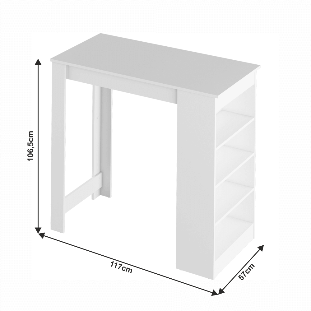 Masă de bar, alb,117x57 cm, AUSTEN