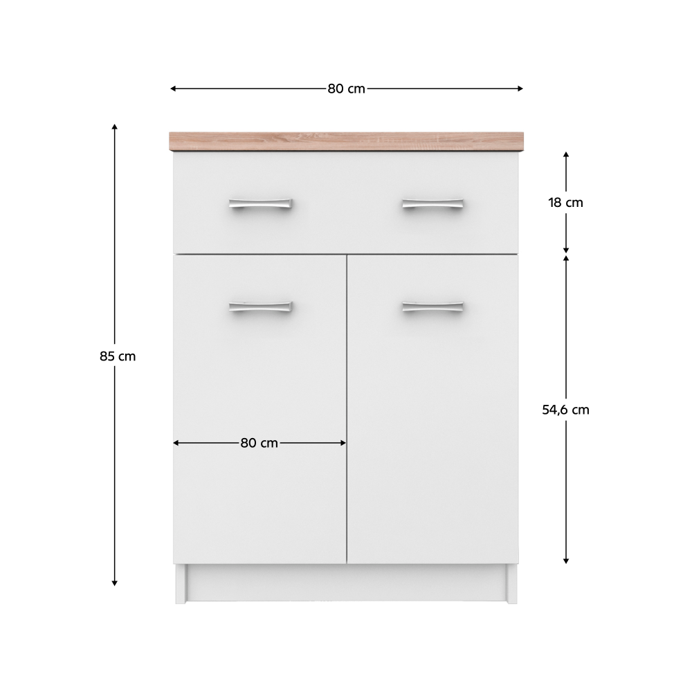 Comodă 2D1S/60, albă / stejar Sonoma, TOPTY TIP 41