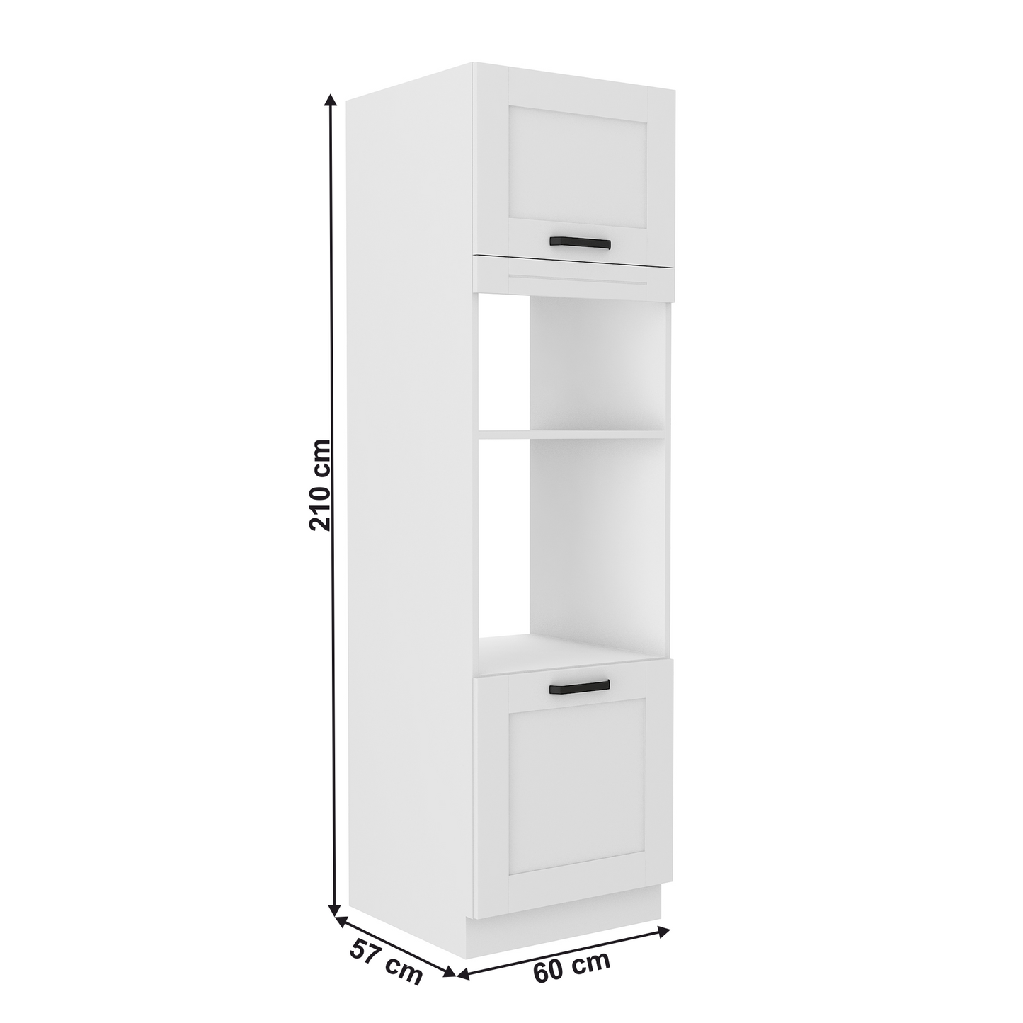 Dulap înalt pentru cuptor şi cuptor cu microunde, alb, LULA 60 DPM-210 2F