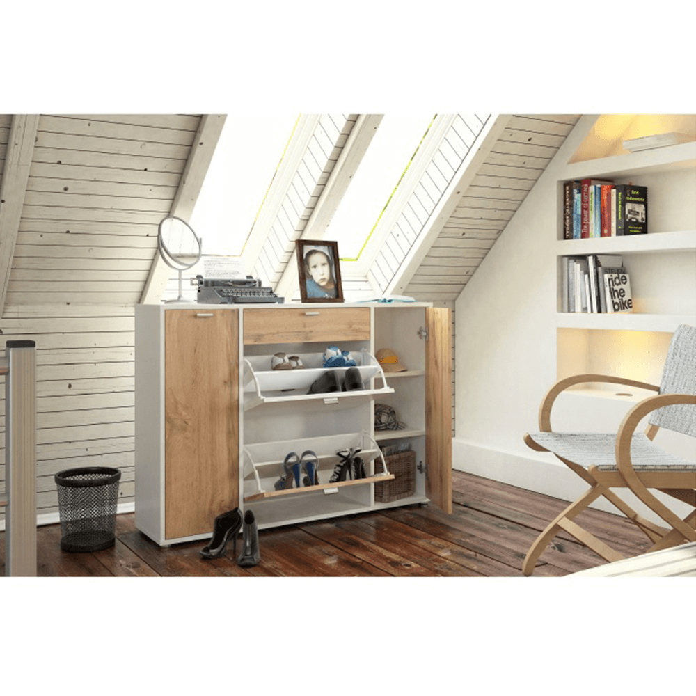 Pantofar, alb/stejar wotan, ANABELA