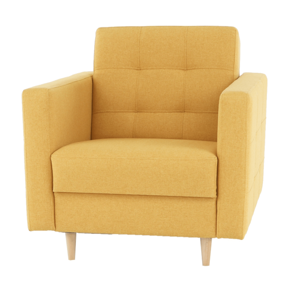 Fotoliu complet tapiţat, material textil muştar, AMEDIA