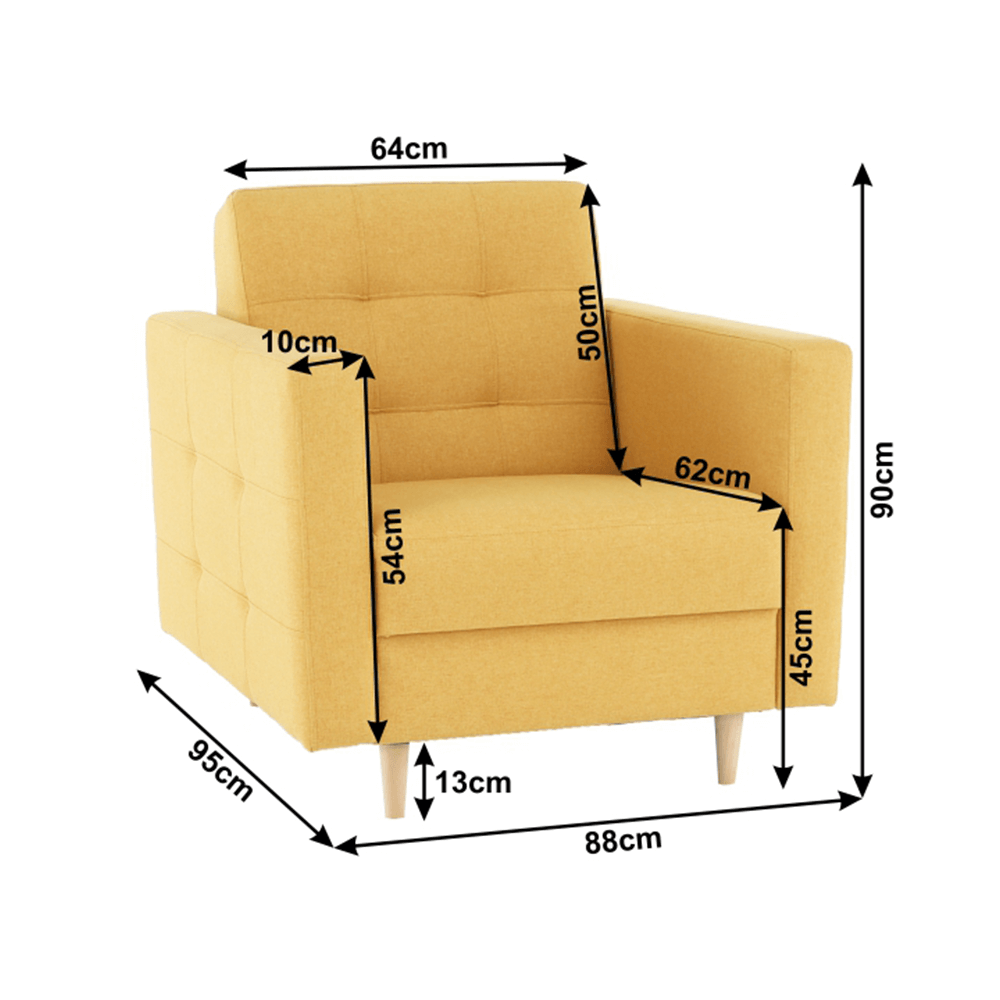 Fotoliu complet tapiţat, material textil muştar, AMEDIA