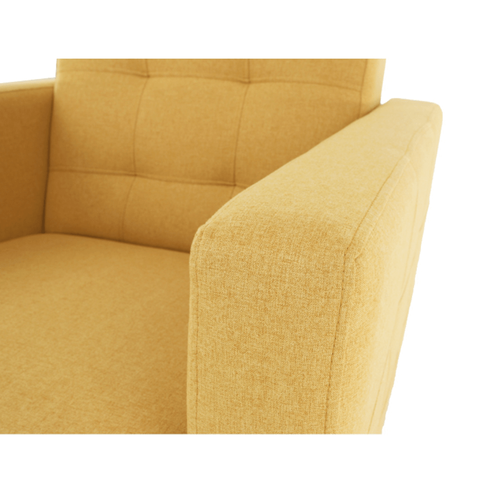 Fotoliu complet tapiţat, material textil muştar, AMEDIA