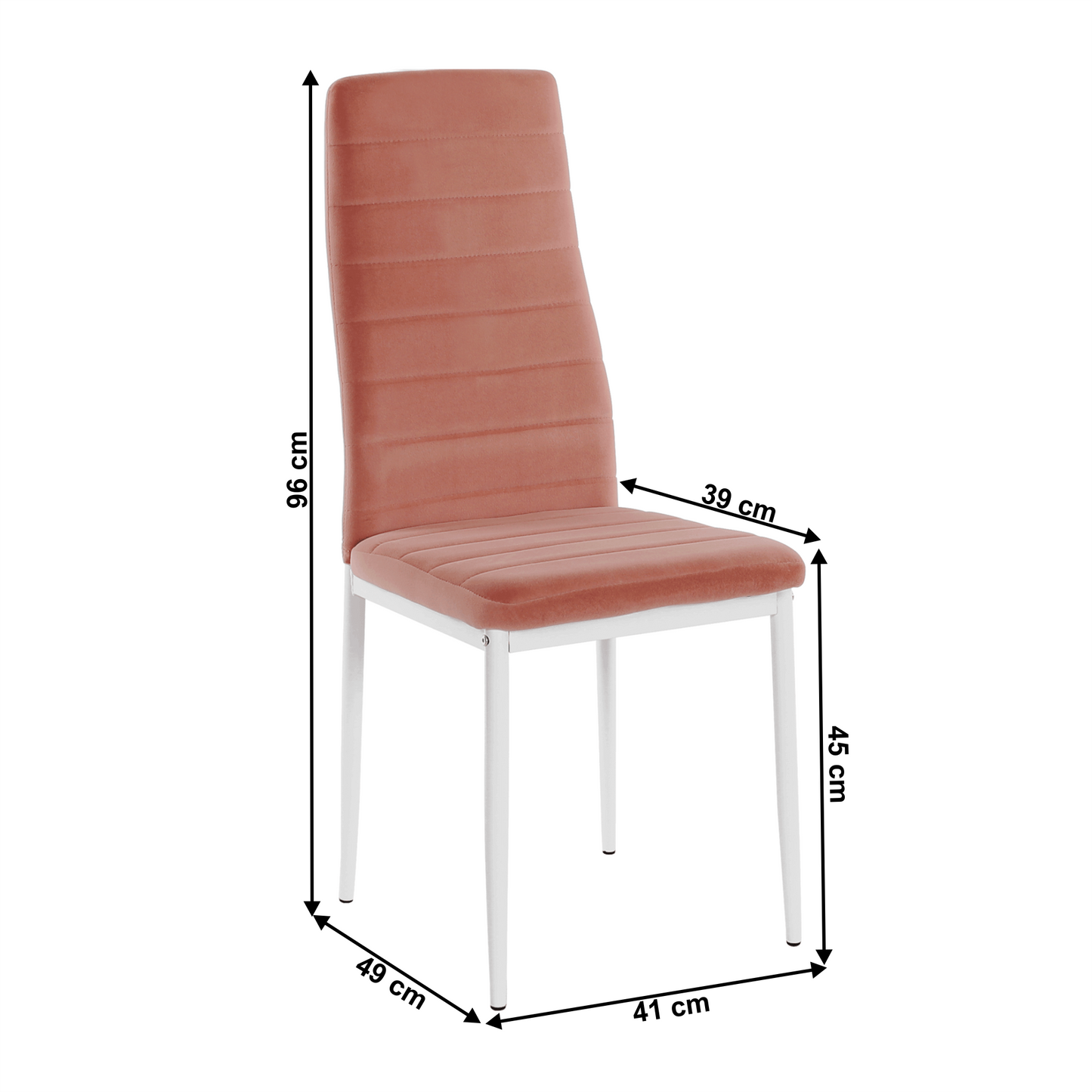 Scaun, ţesătură de catifea roz / metal alb, Coleta Nova