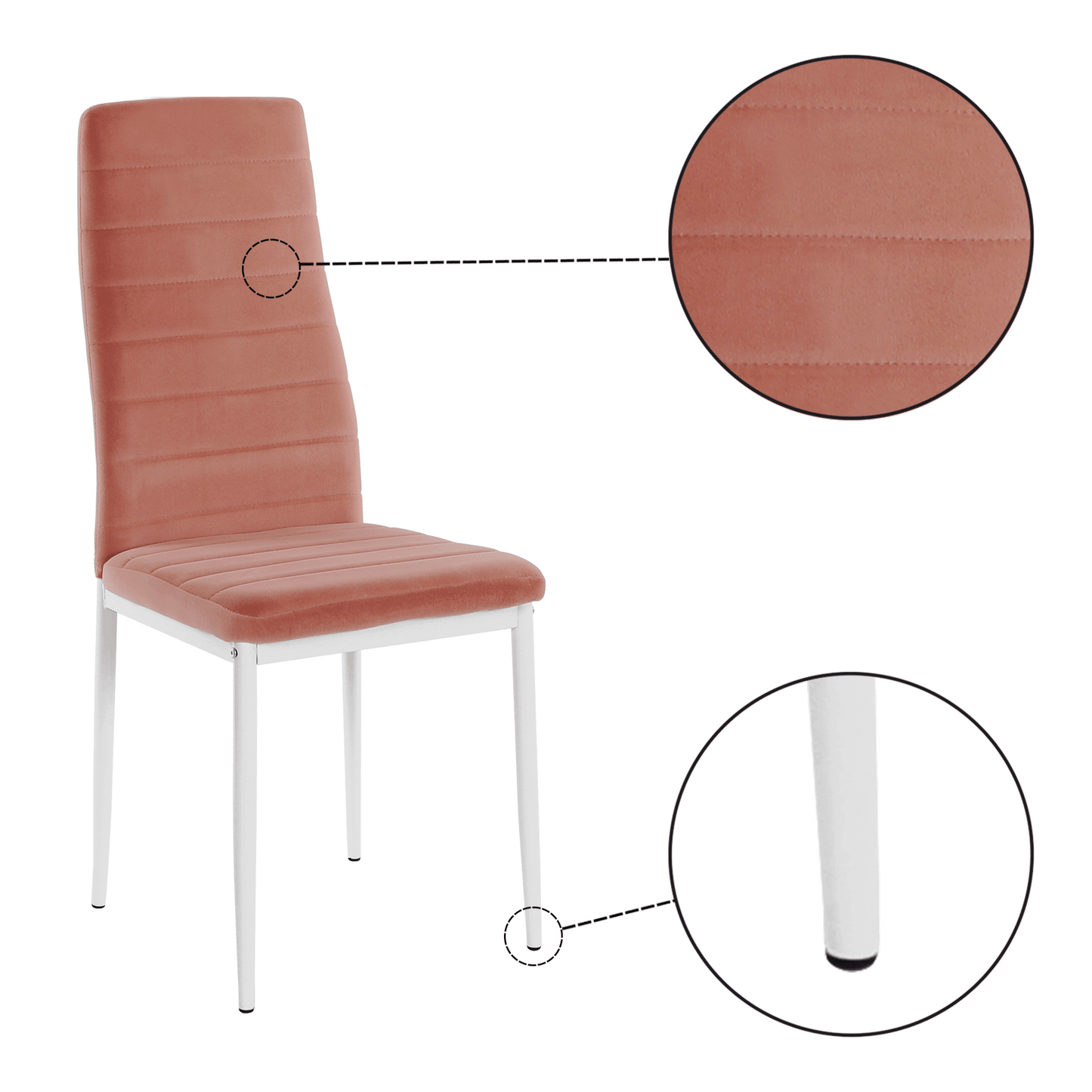 Scaun, ţesătură de catifea roz / metal alb, Coleta Nova