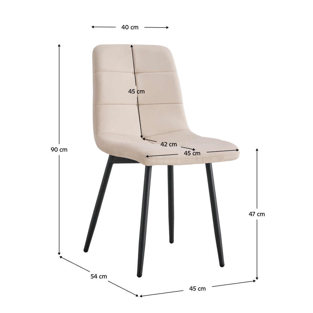 Scaun dining, material bej Velvet / metal, DAMIA TIP 1