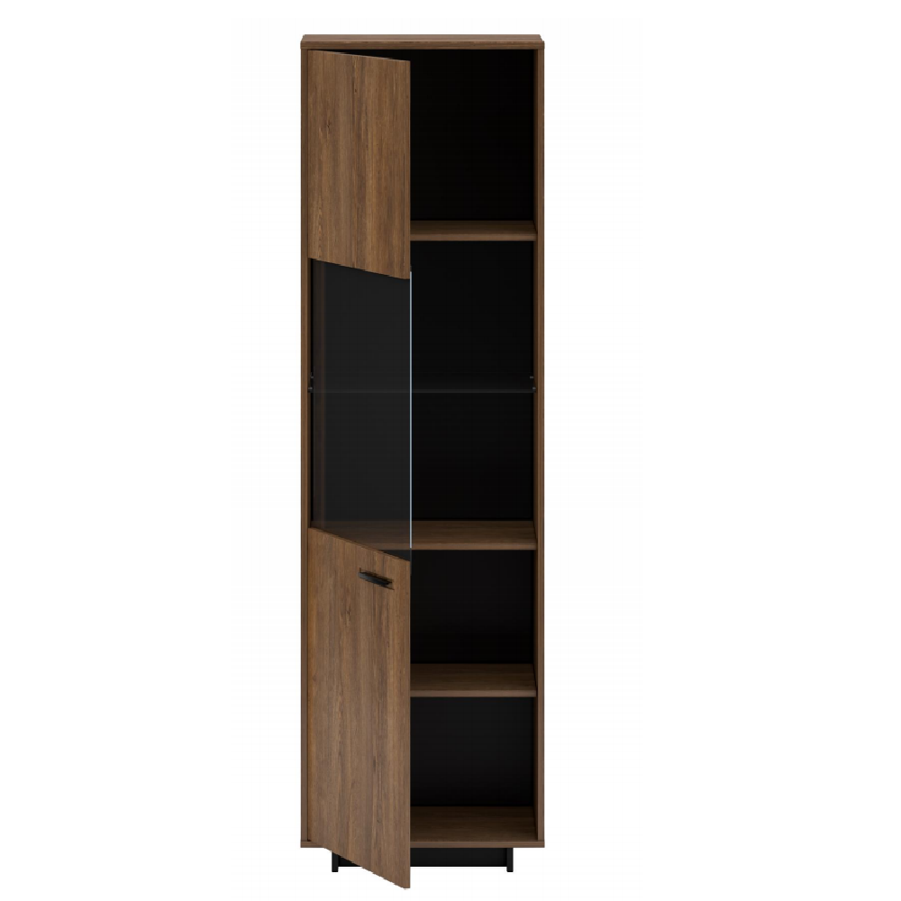 Vitrină, stejar bolzano / negru, stânga, DELIS A1