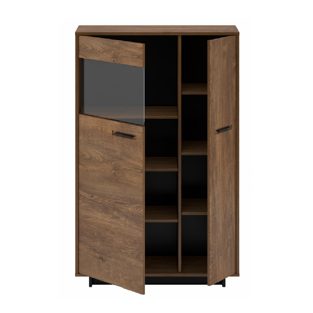 Comodă / vitrină, stejar bolzano / negru, stânga, DELIS C1