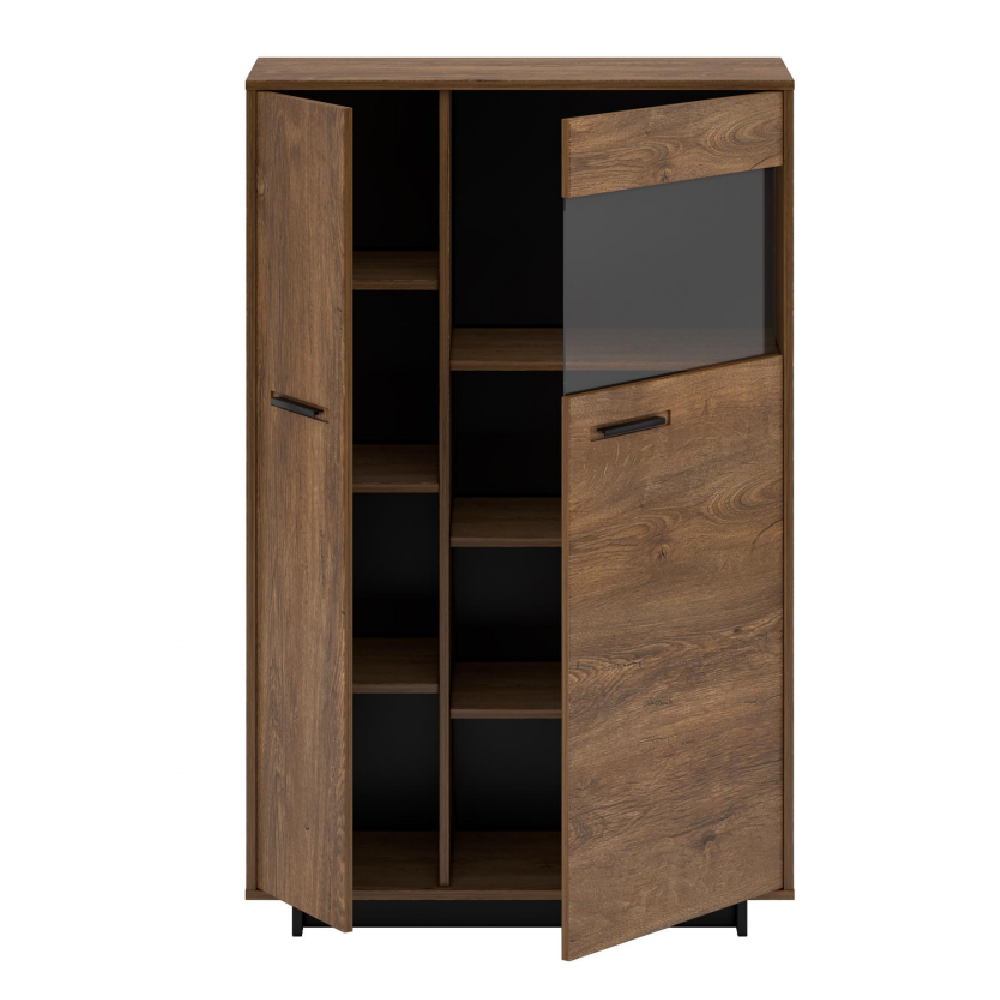 Comodă/ vitrină, stejar bolzano / negru, dreapta, DELIS C2