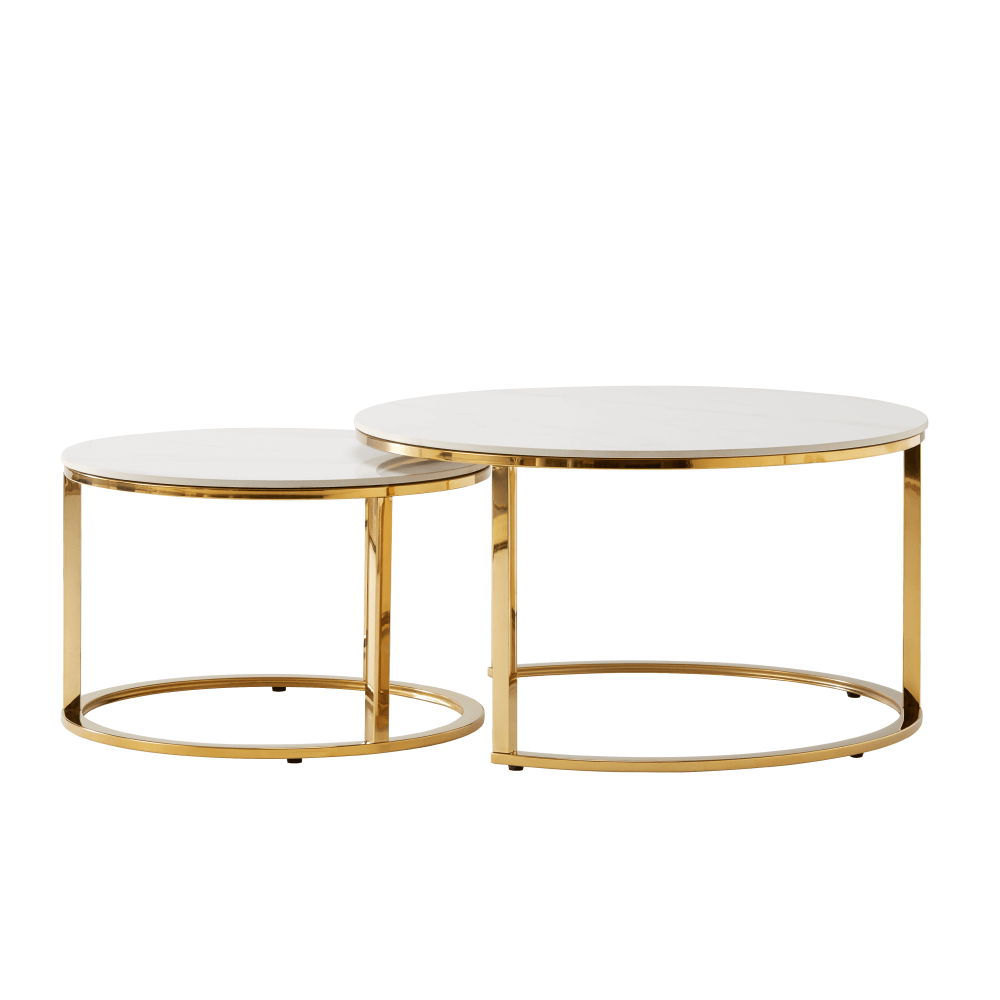 Set 2 mese de cafea, auriu/imitaţie de marmură, DEVNET 2 NEW