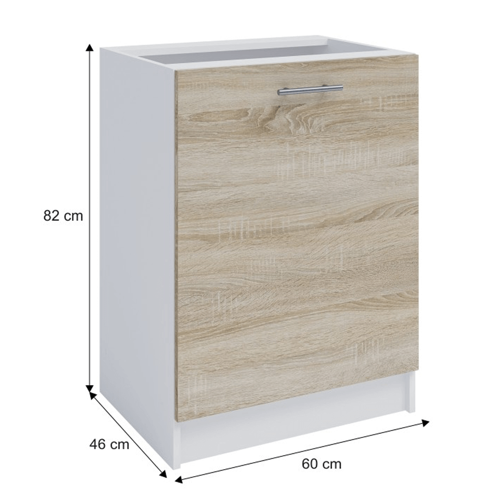 Dulap inferior, stejar sonoma/alb, FABIANA S - 60