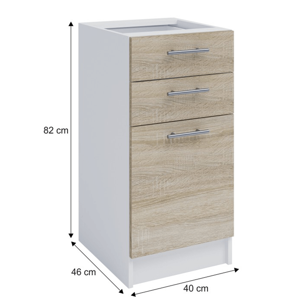 Dulap inferior, stejar sonoma/alb, FABIANA S - 40SZ2