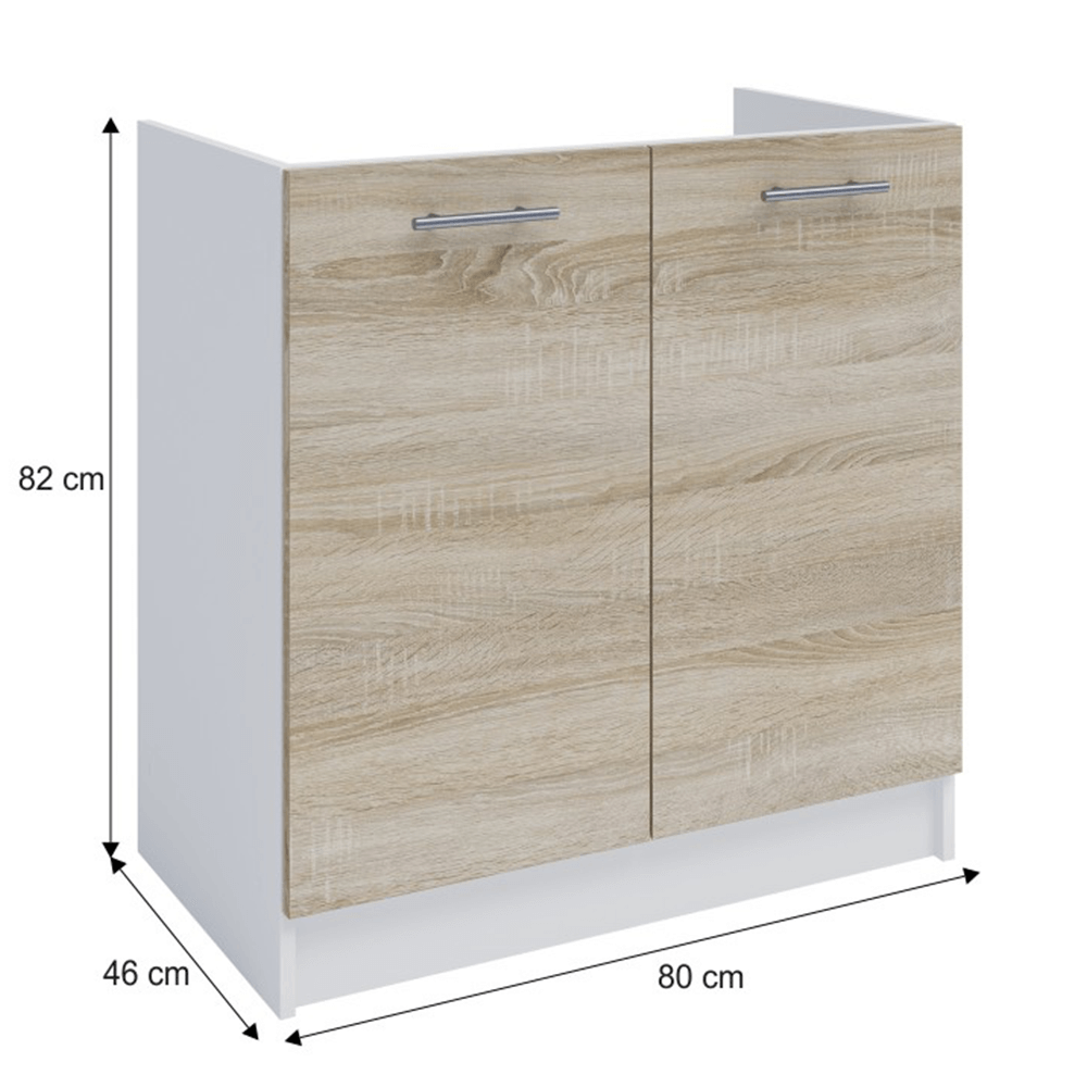 Dulap inferior, stejar sonoma/alb, FABIANA S - 80ZL