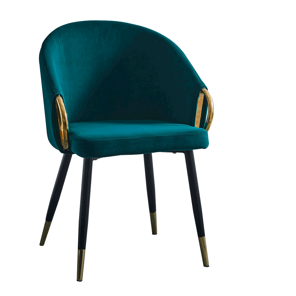 Fotoliu design, ţesătură de catifea smarald / crom auriu, DONKO