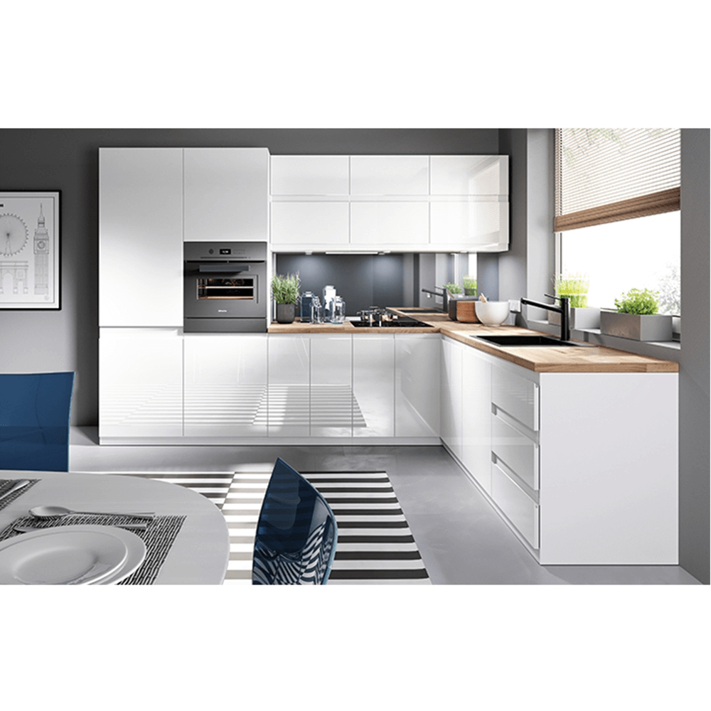 Dulap pentru chiuvetă, alb/alb luciu extra ridicat, AURORA D80Z