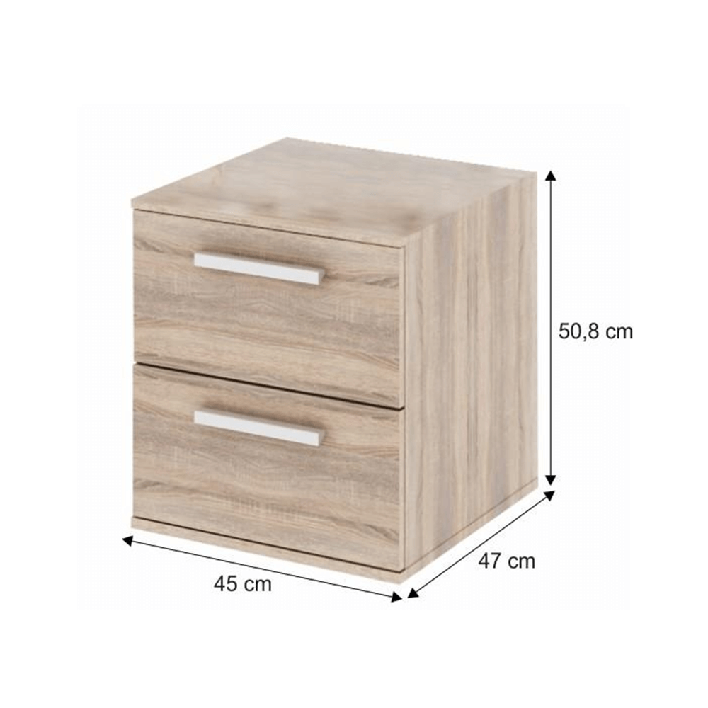 Dulap mic cu 2 sertare îngust, DTD laminat, stejar sonoma, DUNAJ TIPUL9